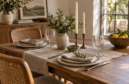 Set the table for an ordinary evening — AI-generated editorial illustration